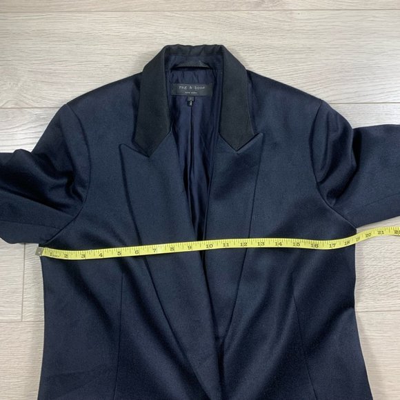 Rag & Bone Navy Blue & Black Pointed Collar Pea Coat - Picture 11 of 13